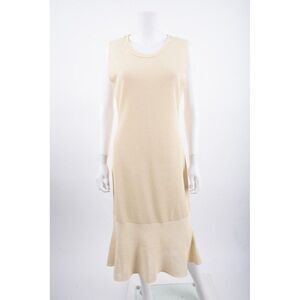 Calvin Klein Collection Womens Textured Knit Midi Dress XL Beige Sleeveless